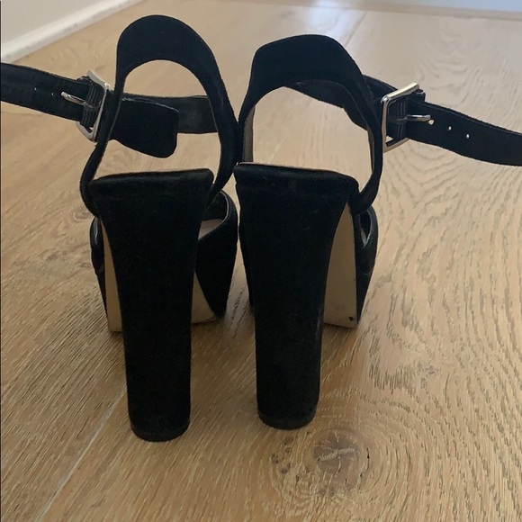 Black suede open toe platform heel & ankle strap - Picture 3 of 5